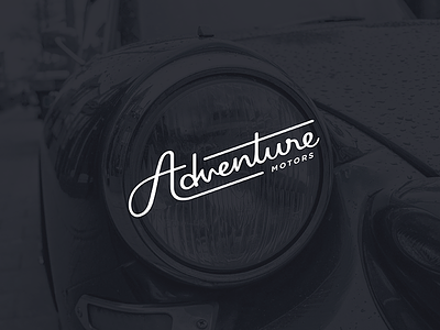 Adventure Motors adventure branding calligraphy cars custom identity letterin logo motors oldtimers racing
