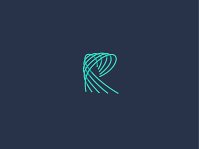 R letter lettermark logo neon r radiate resonance stream vawes wave