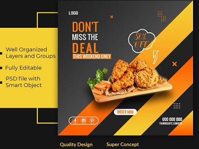 Social media Banner design Restaurant food sale