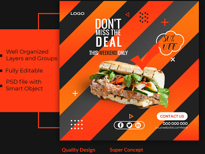 Restaurant food sale social media Banner design