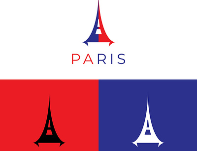 Paris logo abstract app blue branding clean design designer eiffel eiffel tower graphic design illustration logo minimal paris logo paris tower red vector