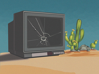 Nostalgia #1 90s 90s era abandoned broken tv cactus cactus illustration cracked desert illustration illustration illustration art illustration design memories nostagia retro retro colors retro design retrowave television television illustration vintage