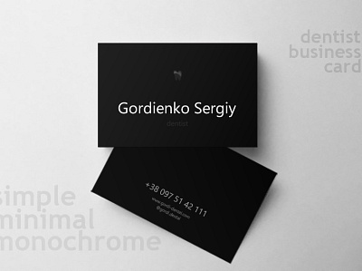 Dentist business card business card dark design minimalism typography