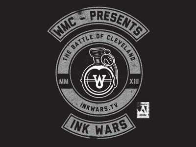 INKWARS - The Battle of Cleveland 2013 adobe black and white grenade grunge illustration inkwars military patches weapons of mass creation wmc