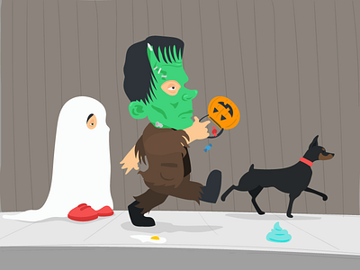 Trick or Treat boo dog egg frankenstein ghost gif halloween illustration scary
