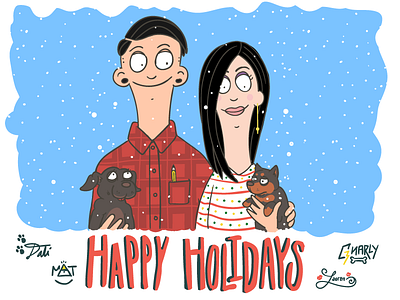 Happy Holidays bobs burgers christmas dogs family happy holiday card holidays illustration people print