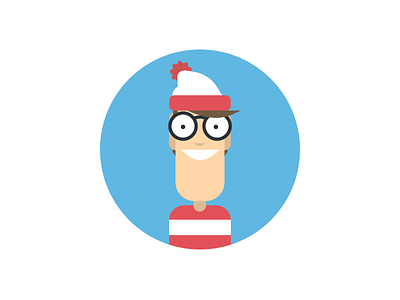 Where's Waldo character find flat glasses hat illustration lost minimal waldo