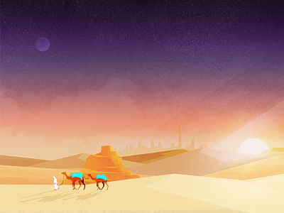 Jack's Camel Pack camel desert gradient grundge landscape moon person rocks sand sun textures