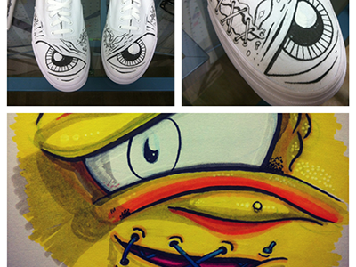 VANS vs. Sharpie - outline illustration inking marker monster