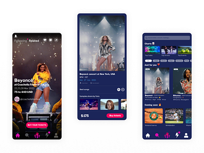 Concert booking (tiktok like) app design desin mobile ui wow effect