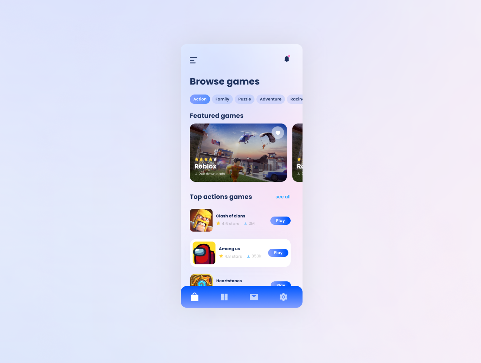 Modern games store mobile app by Lucas Simula on Dribbble