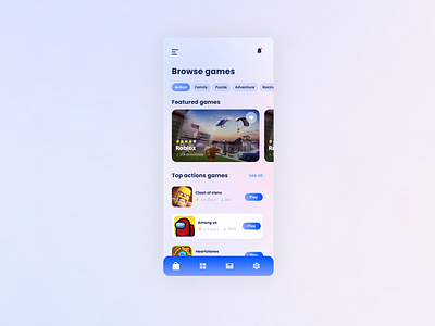 Modern games store mobile app