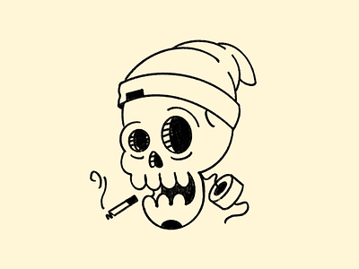 Cigs beanie character cigarettes drawing grunge illustration procreate skull