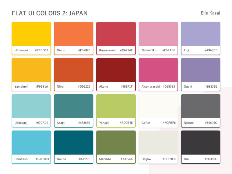 Flat UI Colors 2 - Japan by Elle Kasai on Dribbble
