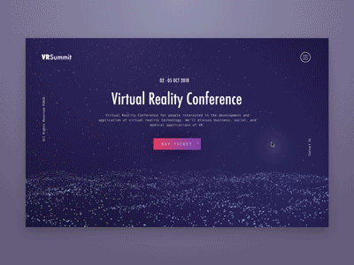 VR Conference landing page animation gif interaction landing page ui ux virtual reality vr