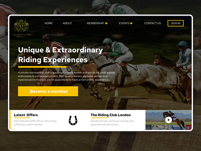 Riding Club Landing Page animal branding fast graphic design horse landing page logo race run ui