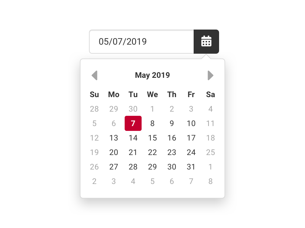 Date Picker Control calendar control date datepicker day input month picker pop over pop over pop up pop up popover popup selecter selector sketch ui