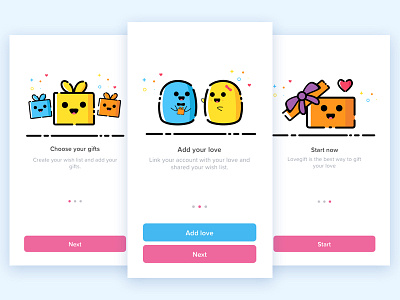 LoveGift Onboarding design illustration illustrator interface ios onboarding ui user ux
