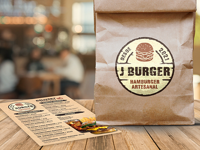 Logotipo e cardápio J Burger brand branding designer gráfico logo logotipo