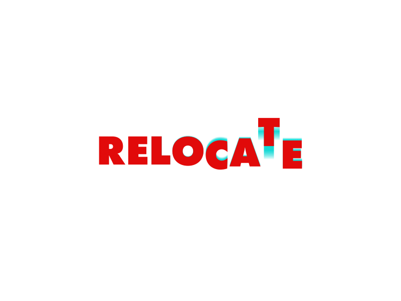 Relocate 2d after effects animation blur cyan design digital futura gif loop motion position red text typography