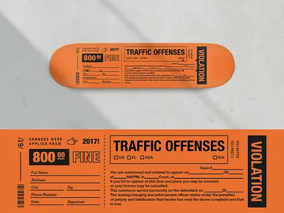 Violation Skateboard Deck Graphics deck design fine illustration industrial lviv orange police product sb skate skate deck skateboard skateboarding skatelife sketch ticket typography vector violation