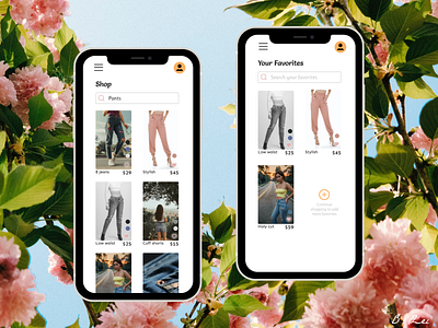 Daily UI Challenge - 44 - Favorites app app design dailyui dailyuichallenge design fashion figma mobile pants ui ux