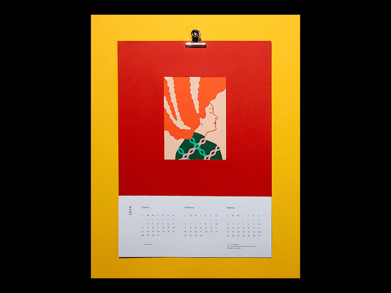 Calendar 2019 calendar calendar 2019 design flowers illustration paper paper cut typography woman