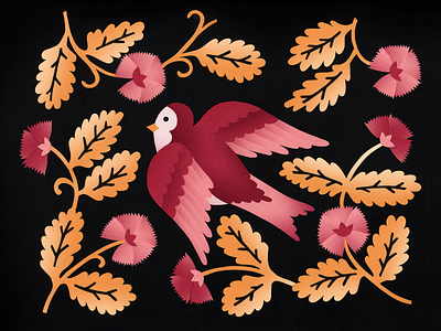 Bird art bird color design flowers illustration paper