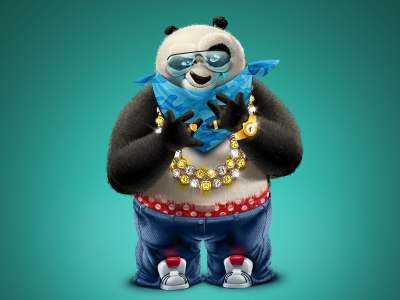 Pimp Panda Po asap bandana chain daimonds gift gold hip hop network panda pimp po rap social swag trap