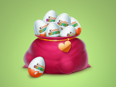 Kinder Surprise bag chocolate egg gift gold heart kids network pink present social