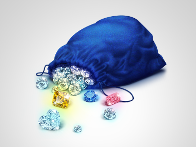 Bag of Diamonds bag blue diamond gift heart love network pink present social velvet yellow