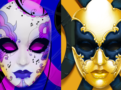 Masks app design game gold illustration mask retro userpic web
