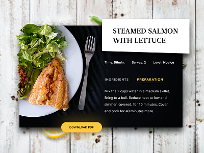 Day 005 - Recipe Card flat food nutrition recipe restaurant salmon ui uichallange widget