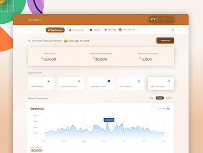 Moni agent Dashboard UI Design dashboard fintech graphic design product design