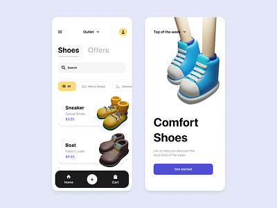 3D UI design - Shoes 3d app blender dailyui design graphic design mobile shoes technique trend ui ui design