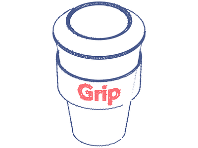 A cup of coffee w/ a grip coffee grip illustration