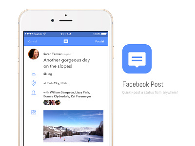 Facebook Post App Concept app concept facebook icon mobile post status ui