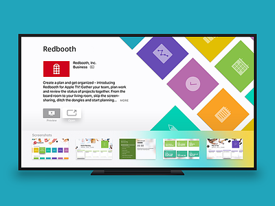 Redbooth for Apple TV app app store apple tv big screen design download feature productivity tasks tv ui