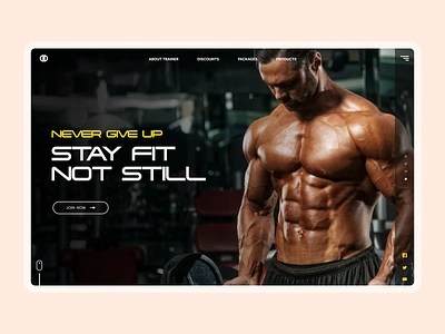 Gym Website Header Concept body builder fitness fitness trainer gym gym website header landing page modern header muscles trainer typography website