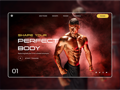 Fitness Trainer Website Design body building concept fitness fitness website gym header landing page landingpage muscles personal website trainer trainer website website