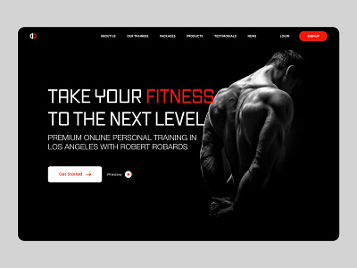 Gym Landing Page body building dark fintess fitness plan fitness trainer gym gym app gym website landing page muscles personal website website
