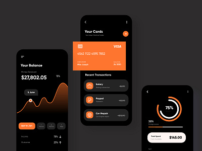 Finance Dark theme design