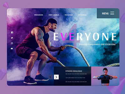 Fitness Header concept design fitness fitness trainer gym header landing page muscles trainer website