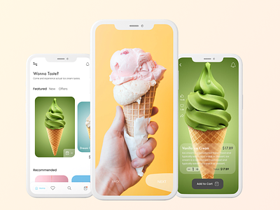 Ice Cream Parlor - Order Online Concept App cone delivery ecommerce food food app ice cream ios mobile app online order restaurant app shop