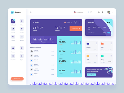 Server Manager - Dashboard UI Concept dashboard dashboard app dashboard design dashboard template dashboard ui digital ocean droplets exploration graphs server server dashboard server load