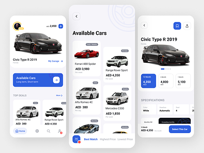 Cars App concept design ui