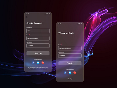 Sign Up Screen | Glassmorphism app glass glass effect glass morphism glassmorphism glassy minimal mobile ui modern design modernism new design new shoot popular sign up signin signing signup signupform ui uiux