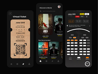 Cinema Apps (For Android and IOS) android app apps bioskop cinema cinema apps dark design mobile mobile app mobile app design mobile design mobile ui moblieapp movie movie ticket simple ticket ui xxi