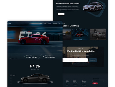 FT 86 (Website Concept) branding car figma ft 86 promotion car promotion web design promotion website simple sportcar toyota ui uiux ux web web designer webdesign