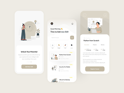 Skill Apps - Mobile Design Concept design ecourse ecourse app mobile app mobile app design mobile design mobile ui moblieapp pastel simple skill skill app skillapps skills apps soft color ui uiux ux ux pastel